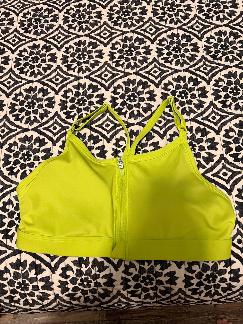 Nike dri-fit Lime Green Indy Front Zip Sports Bra